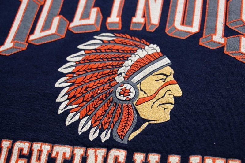 90s USA製 ILLINOIS FIGHTING ILLINI インディアンヘッド スウェット