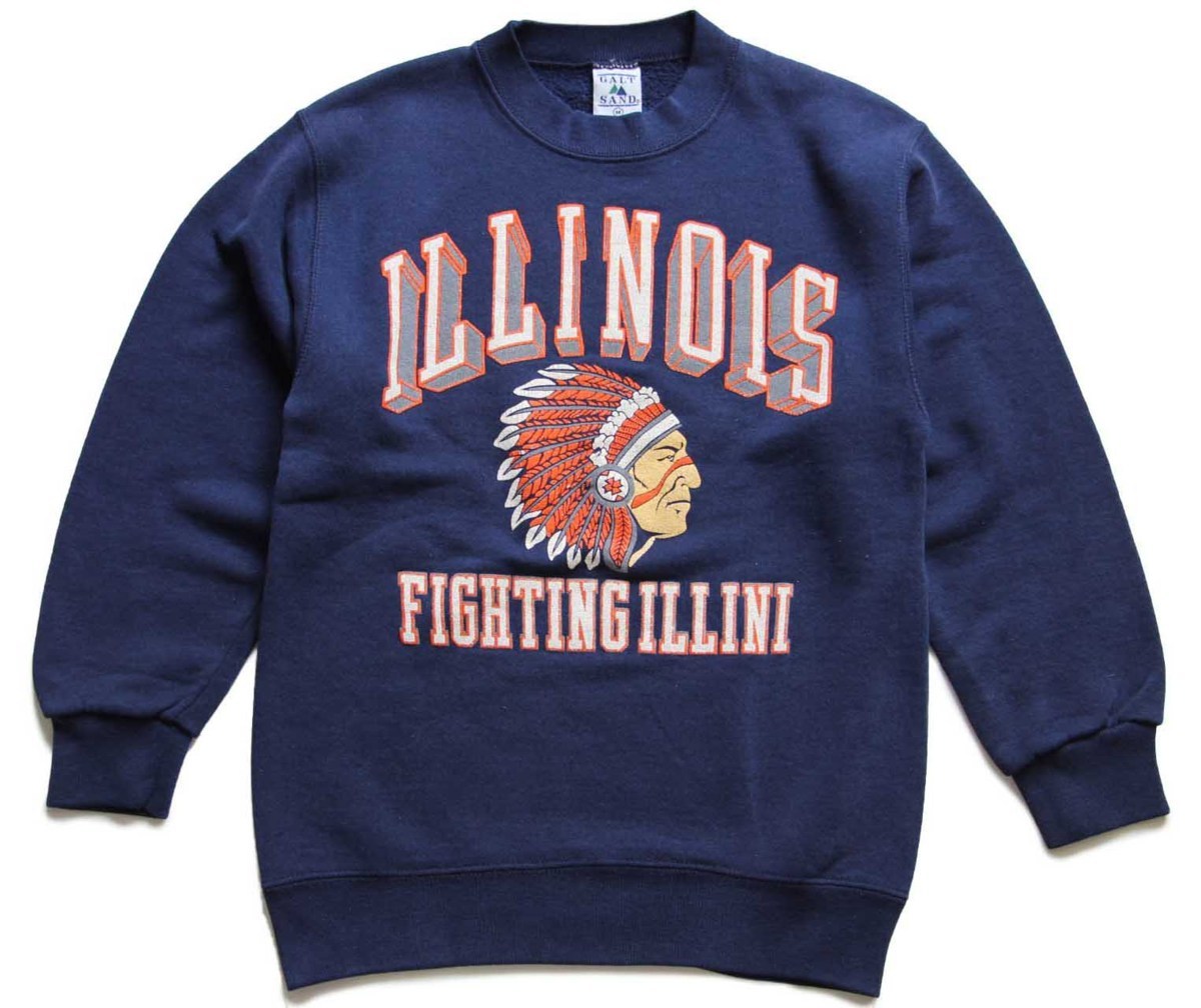 90s USA製 ILLINOIS FIGHTING ILLINI インディアンヘッド スウェット