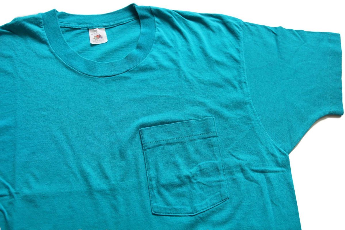 USA製  90's ヘインズ  ポケット Tシャツ ターコイズ