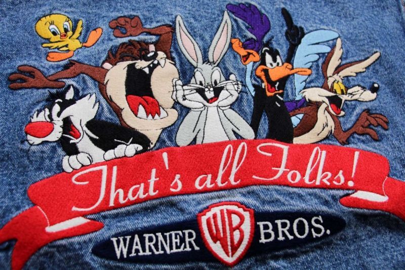 90s Warner Bros LOONEY TUNES That's all folks! 刺繍 デニム 