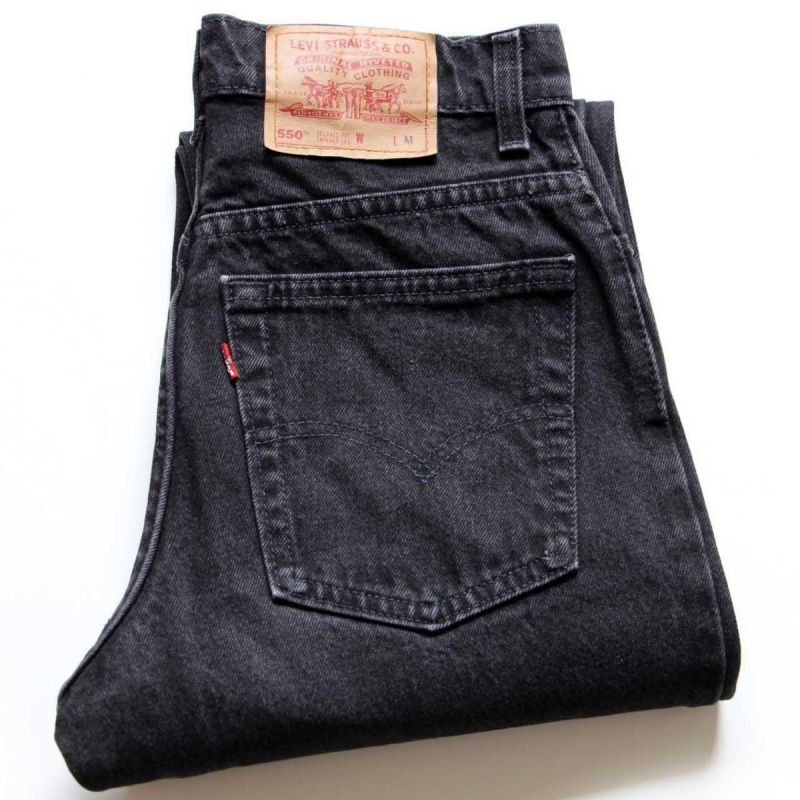 リーバイス Levi's 550 RELAXED FIT TAPERED LEG ブラックジーンズ テーパードデニムパンツ USA製 レディースM(w27) ヴィンテージ /taa000832