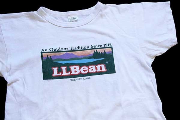 80s USA製 L.L.Bean カタディン ロゴ コットンTシャツ 白 M - Sixpacjoe Web Shop
