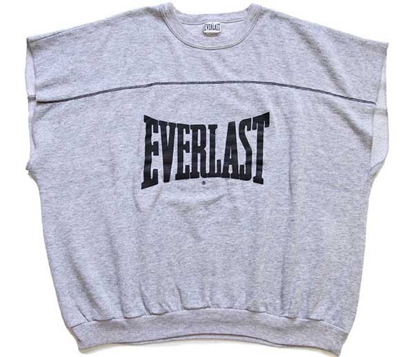 80年代 USA製 EVERLAST ロゴプリント スウェット 丸首 トレーナー グレー (メンズ XL)   O3797