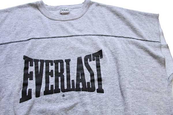 80年代 USA製 EVERLAST ロゴプリント スウェット 丸首 トレーナー グレー (メンズ XL)   O3797