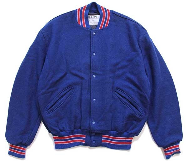 90s USA製 DeLONGデロング メルトン ウール スタジャン 青紺 L