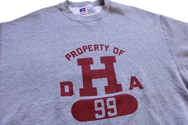 90s USA製 RUSSELLラッセル PROPERTY OF DHA 前V スウェット