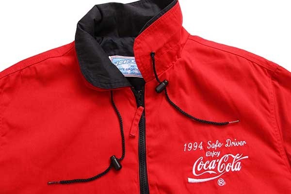 90s USA製 HORIZON Coca-Colaコカコーラ ロゴ刺繍 ジャケット 赤 L