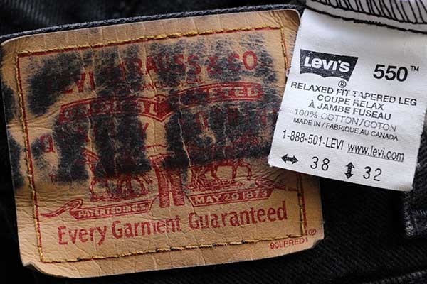 90s カナダ製 Levi'sリーバイス 550 ブラック デニムパンツ w38 L32★77 ユーロ