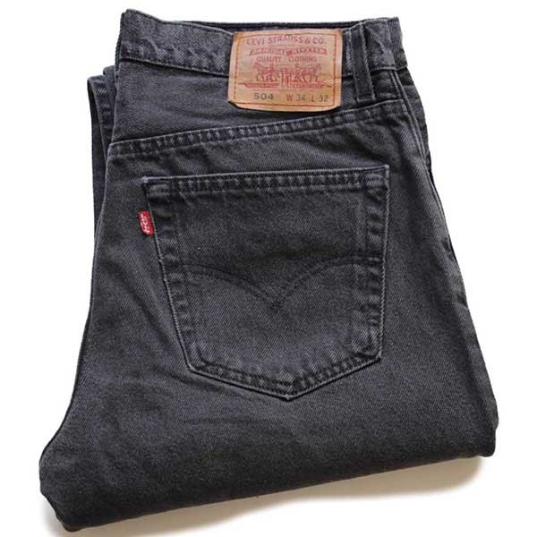 90s オーストラリア製 Levi'sリーバイス 504 ブラック デニムパンツ w34 L32