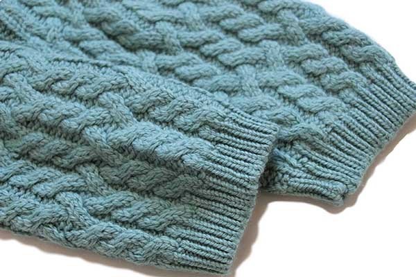 アイルランド製 aran crafts ケーブル編み メリノウールニット ジップ 