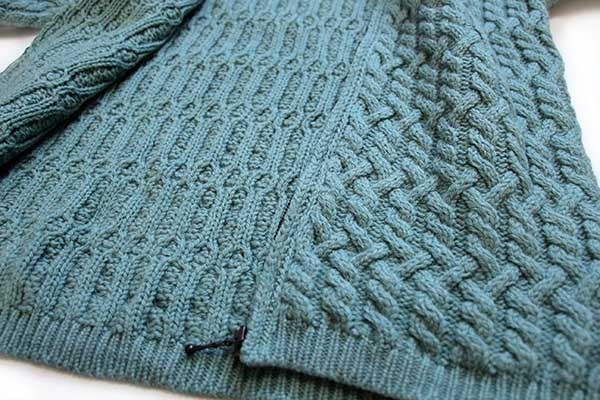 アイルランド製 aran crafts ケーブル編み メリノウールニット ジップ 