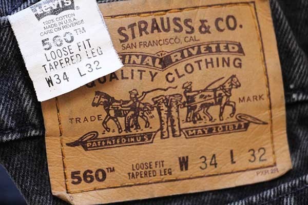90s USA製 Levi'sリーバイス 560 ブラック デニムパンツ w34 L32