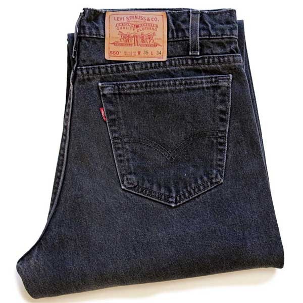 90s USA製 Levi'sリーバイス 550 ブラック デニムパンツ w35 L34★59