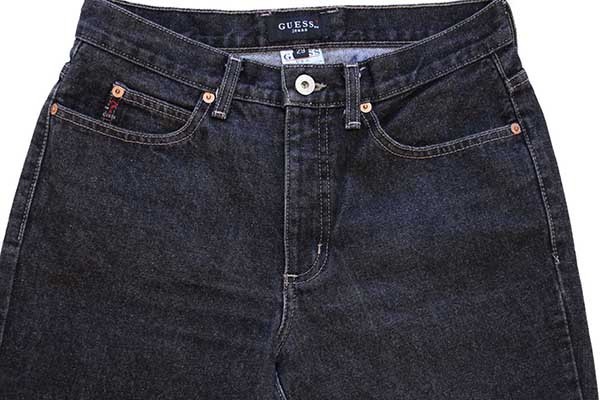 90s USA製 GUESS JEANS ゲス 先染め ブラック デニムパンツ w29 ...