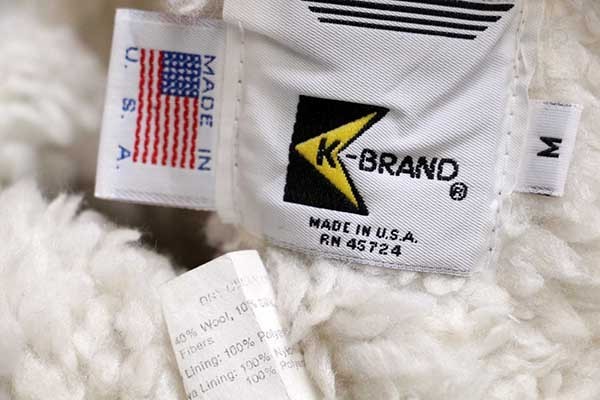 80s USA製 K-BRAND 無地 スタンドカラー ボアライナー シルク混 ウールジャケット グレー M - Sixpacjoe Web Shop