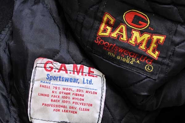 90s USA製 GAME Sportswear キルティングライナー メルトン ウール 袖