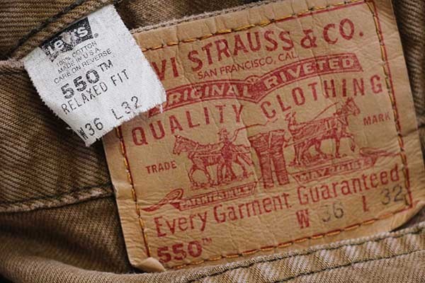 00s USA製 Levi'sリーバイス 550 カラーデニムパンツ 後染め 茶 w36 L32