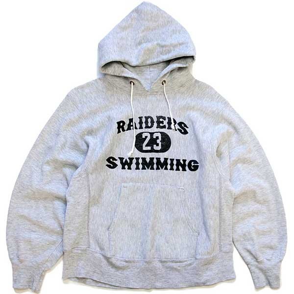 80s USA製 Championチャンピオン RAIDERS 23 SWIMMING 三段中抜き