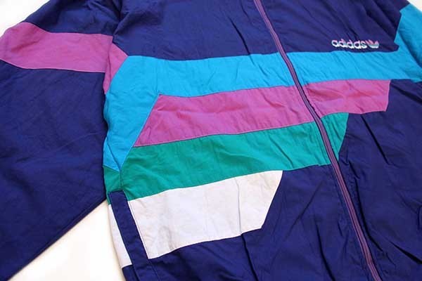 90s adidasアディダス トレフォイル ロゴ刺繍 マルチカラー Tactel 