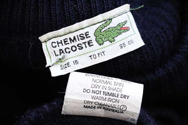 70s オーストラリア製 CHEMISE LACOSTE ラコステ ワンポイント 編み柄