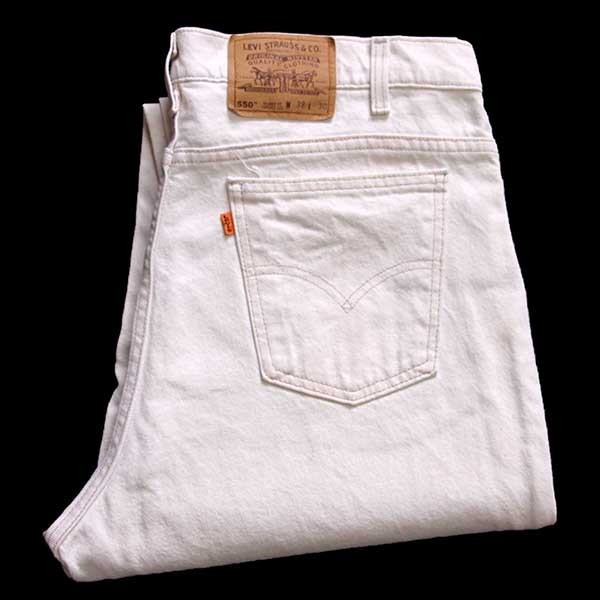 90s USA製 Levi'sリーバイス 550 カラーデニムパンツ 生成り w38