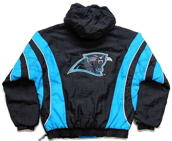 00s STARTERスターター NFL CAROLINA PANTHERS ロゴ刺繍 プルオーバー 中綿入り ナイロンパーカー ボーイズXL