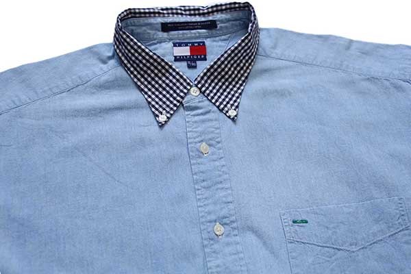 90s TOMMY HILFIGERトミーヒルフィガー ワンポイント ギンガムチェック 