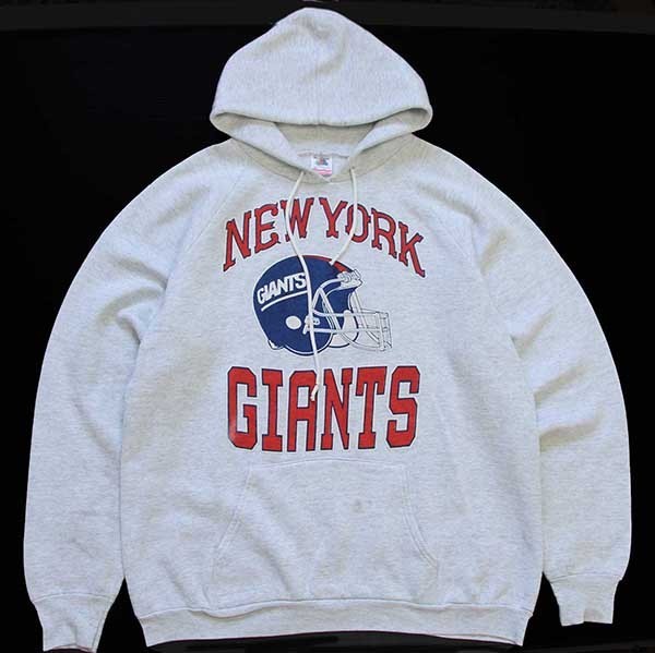 80s USA製 NFL NEW YORK GIANTS アメフト スウェットパーカー 杢ライト