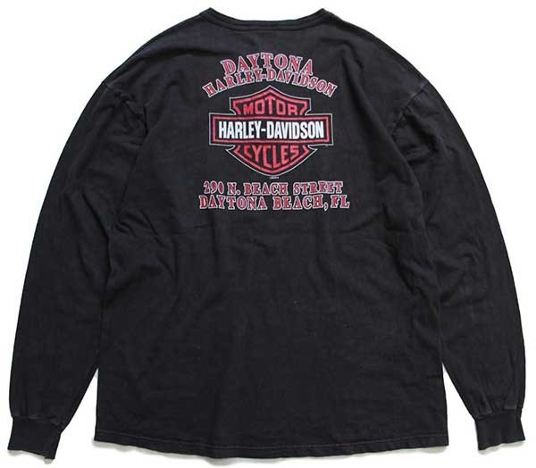 ハーレーダビッドソン Harley-Davidson 両面プリント ヘンリーネック ロングTシャツ ロンT メンズM /eaa357230