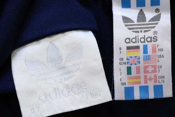 90s adidasアディダス トレフォイル ロゴ刺繍 トラックジャケット 紺 