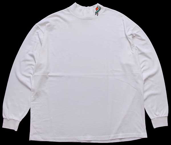 90s USA製 Gatorade ロゴ刺繍 モックネック 長袖Tシャツ 白 XL 