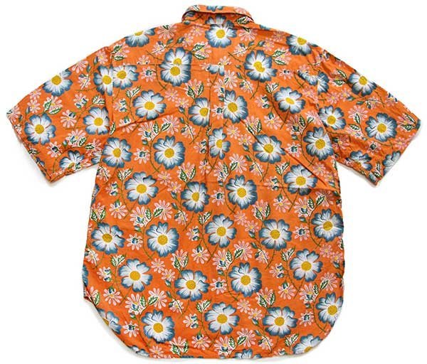 イタリア製 リプレイ フラワー柄 半袖 コットンシャツ L
