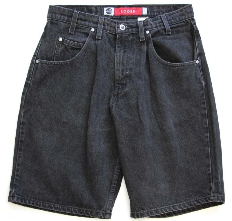 90s Levi'sリーバイス silverTabシルバータブ LOOSE ワンタック ブラックデニム ショートパンツ w32★ショーツ