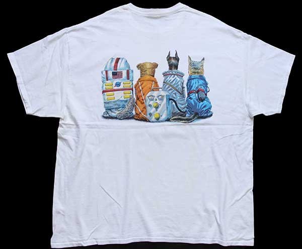 KENNEDY SPACE CENTER ドッグ 両面プリント コットンTシャツ 白 2XL 