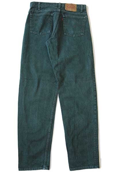 90s USA製 Levi'sリーバイス 550 カラーデニムパンツ 後染め 緑 w30 L32