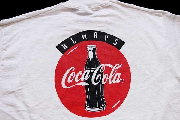 90s USA製 HOTTER'N HELL HUNDRED ロードバイク Coca-Colaコカコーラ 両面プリント コットンTシャツ 生成り L
