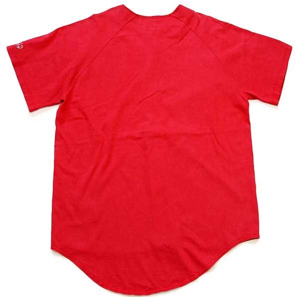 90s USA製 Rawlings 無地 コットン ベースボールシャツ 赤 XL 