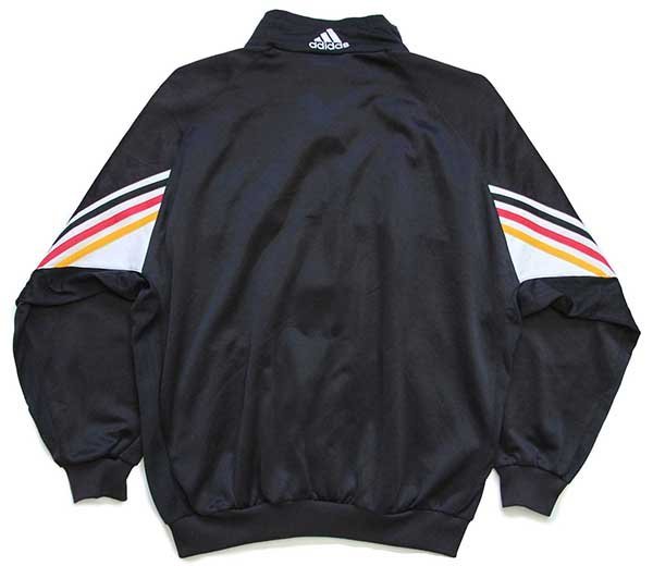 【80s】adidas刺繍ロゴ ジャージトップス黒 トレフォイルブルゾン レトロ