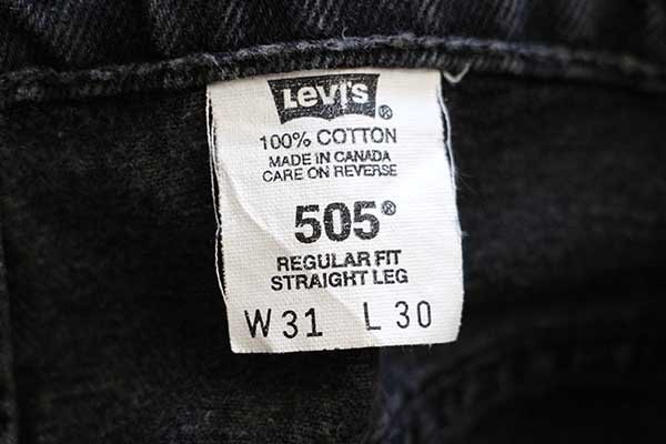 90s カナダ製 Levi'sリーバイス 505 ブラック デニムパンツ w31 L30★54