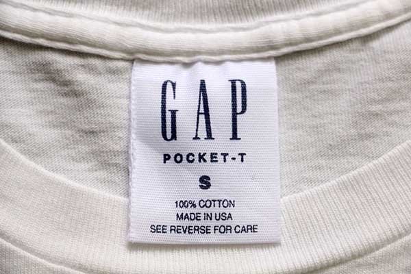 90s USA製 GAPギャップ 無地 コットン ポケットTシャツ 白 S
