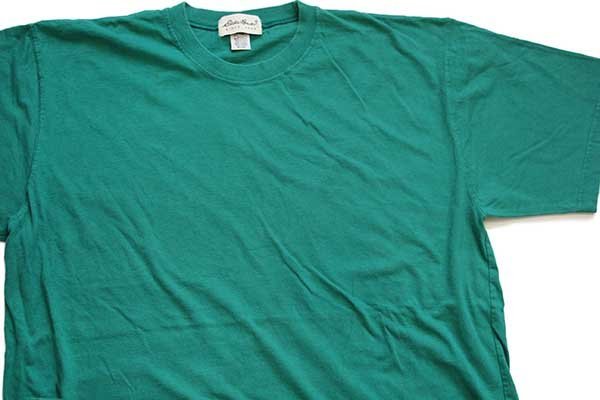 90s USA製 EddieBauerエディーバウアー 無地 コットンTシャツ 緑 XL 