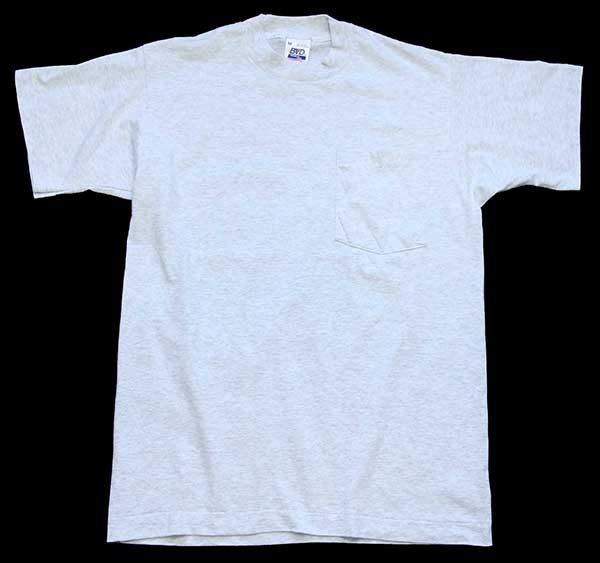 90s USA製 BVD 無地 ポケットTシャツ 杢ライトグレー M
