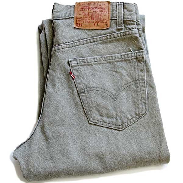 90s USA製 Levi'sリーバイス 550 先染め カラーデニムパンツ グリーングレー w33 L34★D