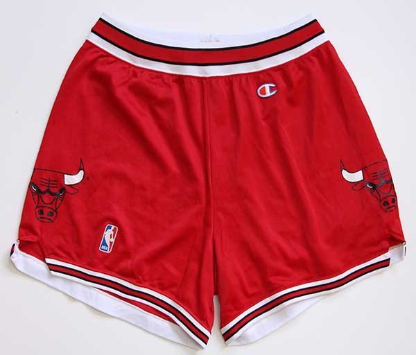 80s USA製 Championチャンピオン NBA BULLS シカゴ ブルズ メッシュ ショートパンツ 赤 L★ショーツ