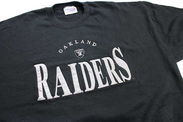 90s  XLレイダース ブラック Raiders スウェット 刺繍ロゴ