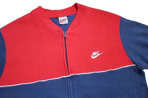 90's USA製 NIKE 2tone ジップアップ スウェット