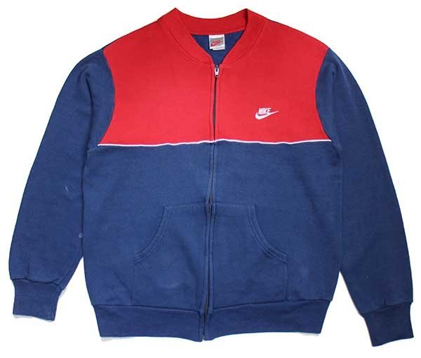 90's USA製 NIKE 2tone ジップアップ スウェット