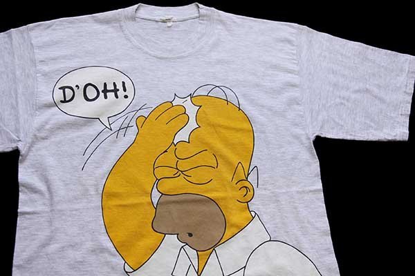 90s The Simpsons シンプソンズ ホーマー D'OH! コットンTシャツ 杢