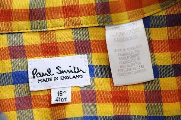 英国製 Paul Smith ポールスミス ギンガムチェック コットンシャツ 16