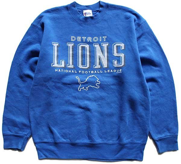 90s USA製 PRO PLAYER NFL DETROIT LIONS スウェット 青 L - Sixpacjoe 